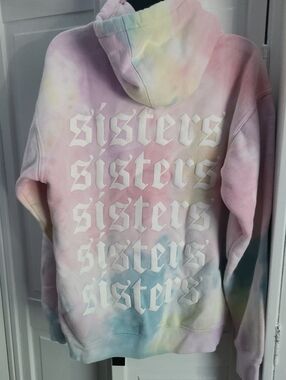 James Charles Sisters By Safety Pin Rainbow Sherbet Tie Dye Hoodie Small EUC
